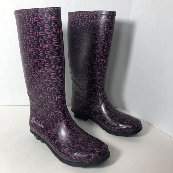 Disney Rain Boots Size 4‎ Older Girl Descendants 13" High 14" Around Purple D1 - Picture 1 of 14